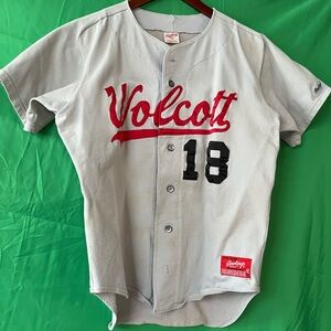 Vintage Rawlings baseball jersey, adult medium size 42, gray “Wolcott” #18